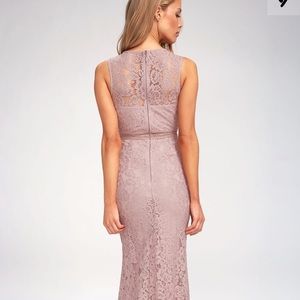 LULUS MUSIC OF THE HEART MAUVE LACE MAXI DRESS